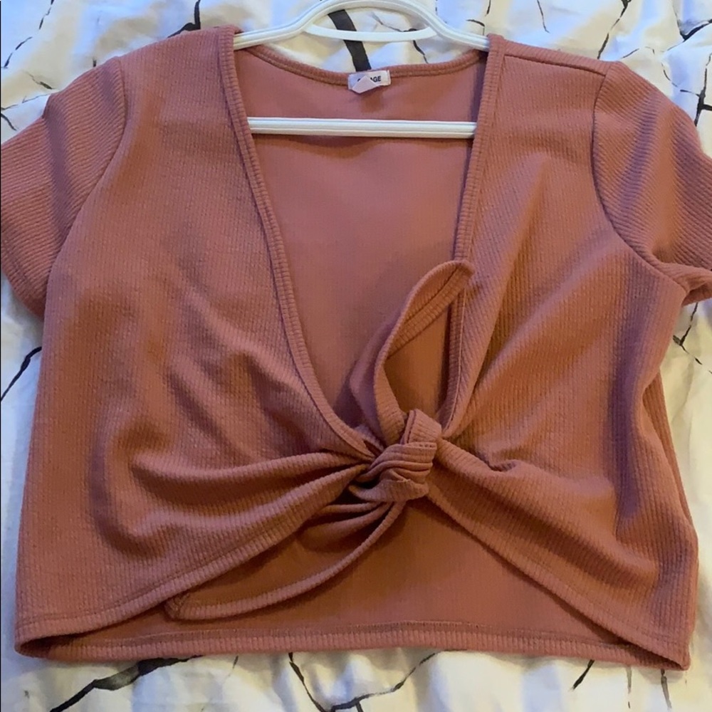 Tie up pink crop short sleeve